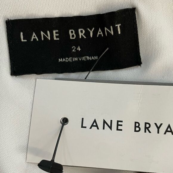 Lane Bryant Blouson-Sleeve Ruffle Hem Brown White Stripe Print Size 24 NEW - Picture 14 of 14